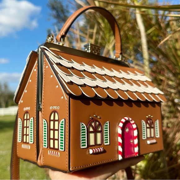 Kate Spade Gingerbread House Novelty Crossbody Handbag Rare Holiday Collection - Picture 7 of 14